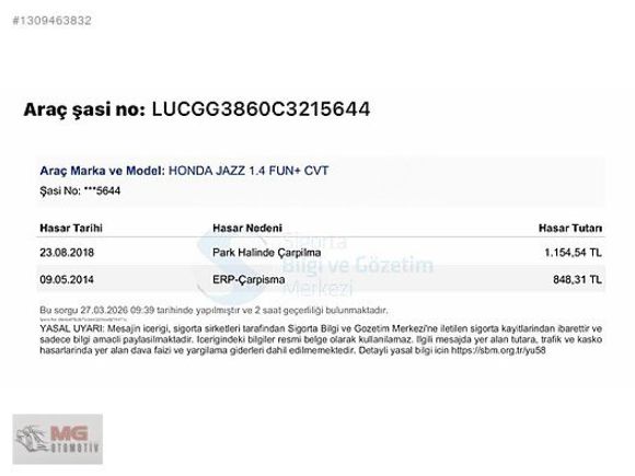 MG OTOMOTİV DEN 1.4 JAZZ FUN PLUS TAM OTOMATİK VİTES CAM TAVANLI