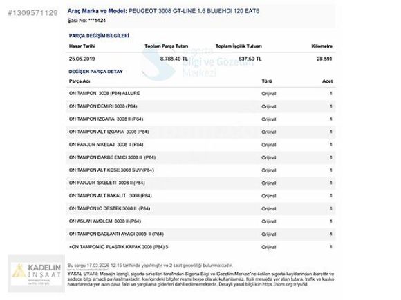 BU TEMİZLİKTE YOK! 3008 GT LINE EGE Plakalı 95.000 KM