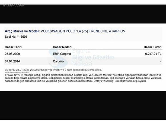 2006 MODEL 126 BİN KM'DE DEĞİŞENSİZ OTOMATİK POLO 1.4 TRENDLINE