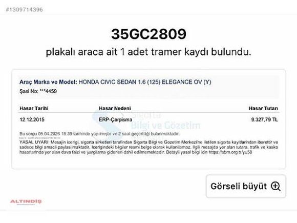 ALTINDİŞ OTOMOTİV 2014 MODEL HONDA CIVIC ECO ELEGANCE