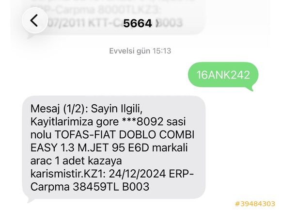 150.000 PEŞİN KALANI KREDİ KARTINA 12 AY TAKSİT DOBLO 1.3 EASY