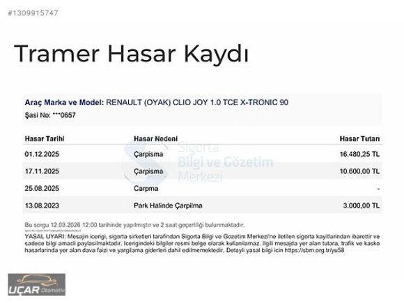 UÇAR'DAN...2023 MODEL CLİO OTOMATİK 1 PARÇA BOYALI