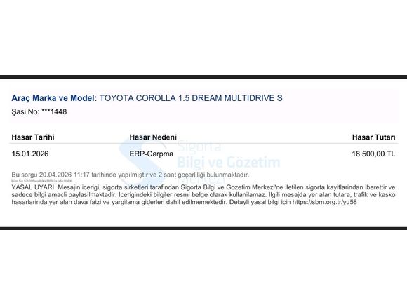 Sahibinden Toyota Corolla 1.5 Dream 2021 Model