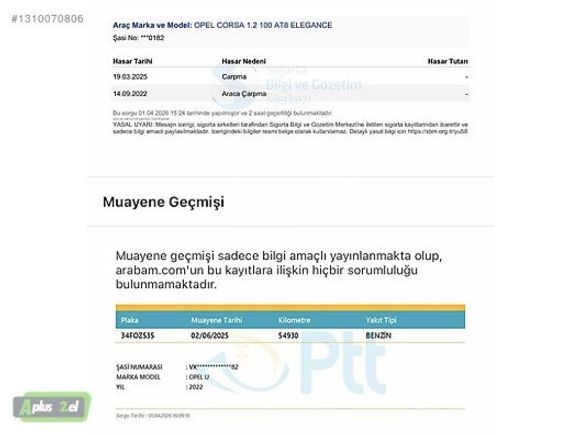 2022 CORSA ELEGANCE E-TOGGLE G.GÖRÜŞ HATASIZ BOYASIZ TRAMERSİZ
