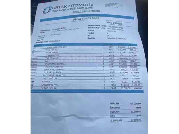 ÖZEL RENK E 180 TAM DOLU  MASRAFSIZ 