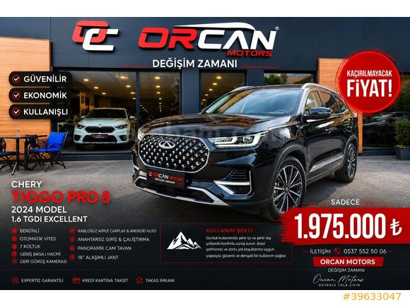 ORCAN MOTORS dan 2024 Tiggo8 Pro 1.6 TGDI Excellent (7 Koltuk)