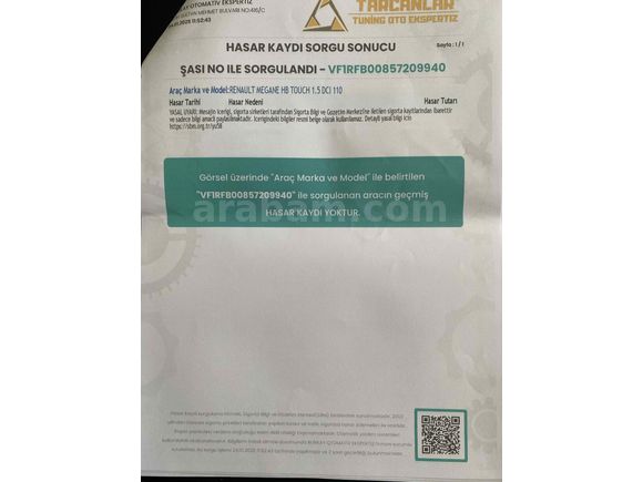 Sahibinden Renault Megane 1.5 dCi Touch 2017 Model 