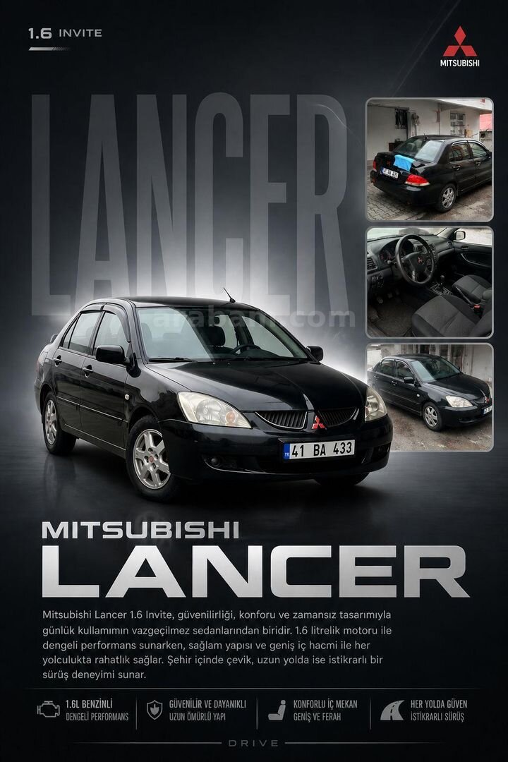 Sahibinden Mitsubishi Lancer 1.6 Invite 2006 Model 329.000 km Siyah 1