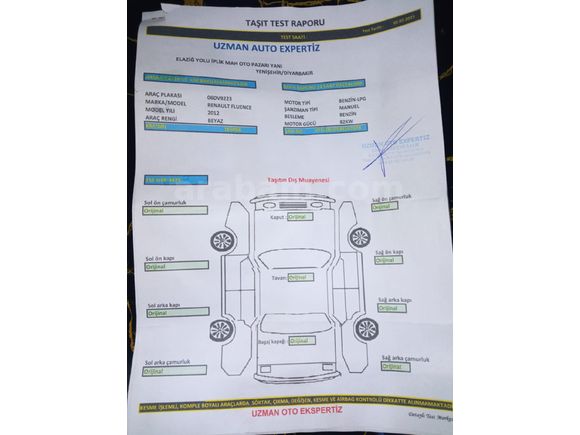 Sahibinden Renault Fluence 1.6 Business 2012 Model  217.000 km Beyaz