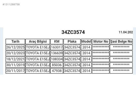KİRAZOĞLU OTOMOTİV// DEĞİŞENSİZ 2014 MODEL 1.33 TOYOTA COROLLA