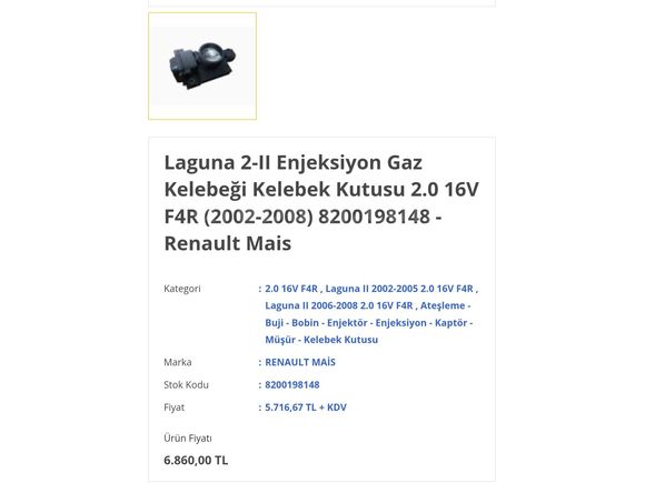 Laguna2 1.8 ve 2.0 Motor Boğaz Kelebeği