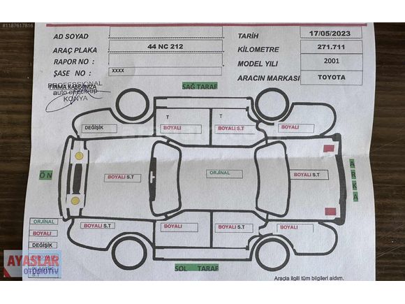 2001 MODEL COROLLA 1.6 TERRA 287.000 KM'DE SUNROOF+KLİMA
