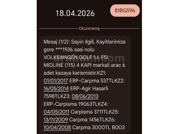 Düşük km otomatik lpgli 2006 golf 5 - Takas olur