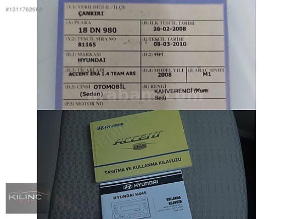 KILINÇ AUTO'DAN HATASIZ DEĞİŞENSİZ TEMİZ ACCENT ERA 1.4 TEAM ABS