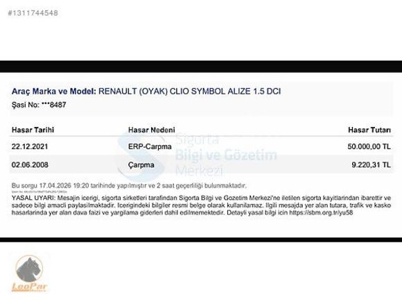 2005 CLİO SEMBOL1.5 DCI ALİZE SEDAN 200 BİN DÜŞÜK KM DE