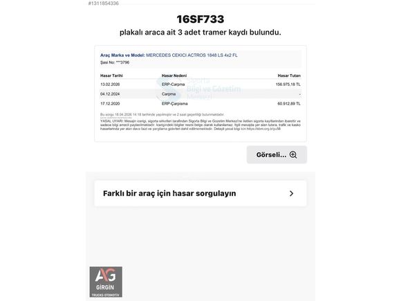 ?GİRGİN Trucks ?DAN 2020 MODEL ACTROS 1848 ROTAR. AYNALI ÇEKİCİ