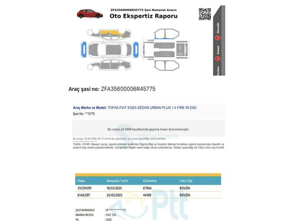2020 EGEA 1.4 URBAN PLUS | 75.750 KM | DEĞİŞENSİZ | TRAMERSİZ FIRSAT FİYAT