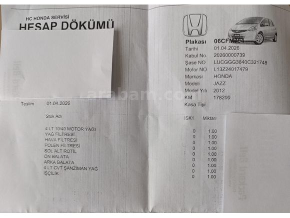 Sahibinden Honda Jazz 1.4 Joy 2012 Model