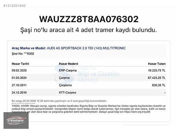 CENDEKDEN 2010 AUDİ A5 SPORTBACK S LİNE DEĞİŞENSİZ BAKIMLI