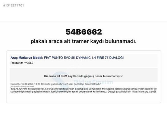 _TR'TEK_2012 FİAT PUNTO EVO 1.4 DYNAMİC_81.ooo KM'de_BOYASIZ_