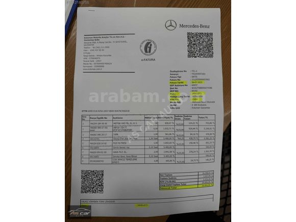 BOYASIZ 2024 MERCEDES E 180 EXCLUSİVE TABA KLKT. % 20 KDV Lİ