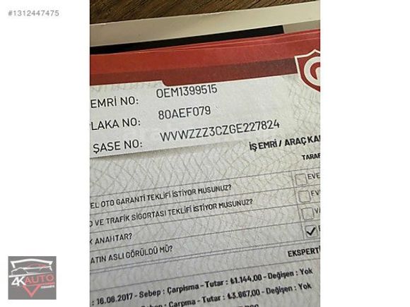 1 LOKAL BOYALI 2016 PASSAT HİGHLİNE ACİL EN DİP RAKAMA