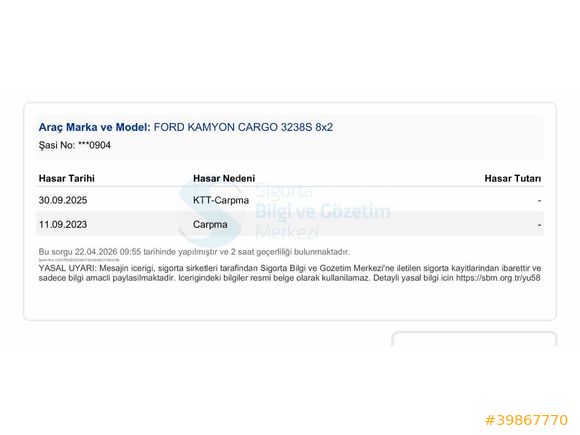 2014 FORD 3238S ADR ALTTAN VE ÜSTTEN DOLUM ALÜMİNYUM TANK