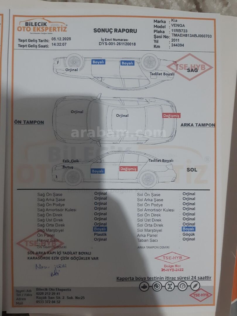 Sahibinden Kia Venga 1.4 CRDi Active 2011 Model Bilecik 249.500 km Beyaz 6