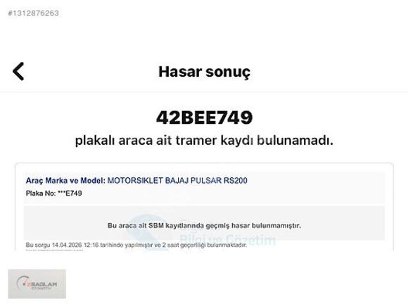 ÖZSAĞLAM'dan 2022 Bajaj Pulsar RS200 Hatasız-Tramersiz 14binde
