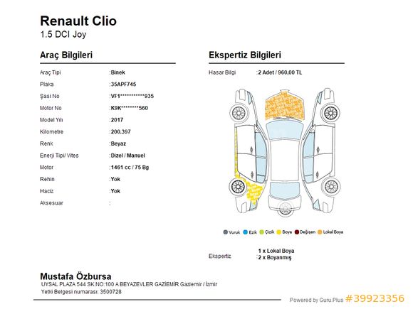 250 BİN PEŞİNAT İLE Renault Clio 1.5 DCI Joy