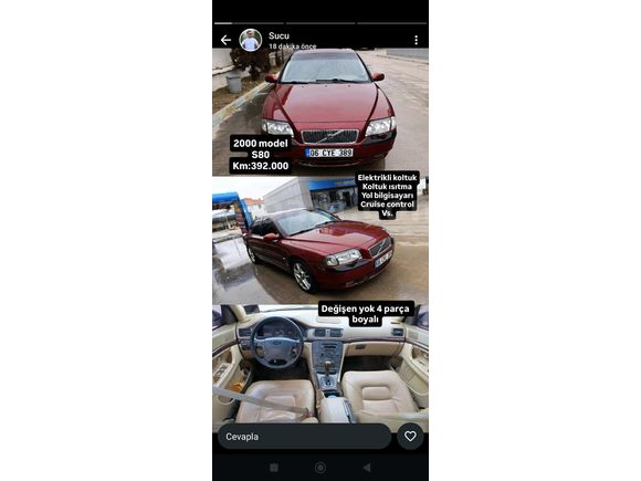 Sahibinden Volvo S80 2.0 T 2000 Model Ankara