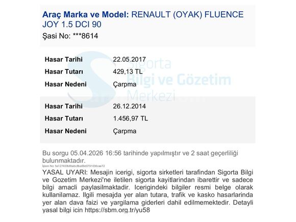 Orijinal Değişensiz Hatasız 2014 Fluence