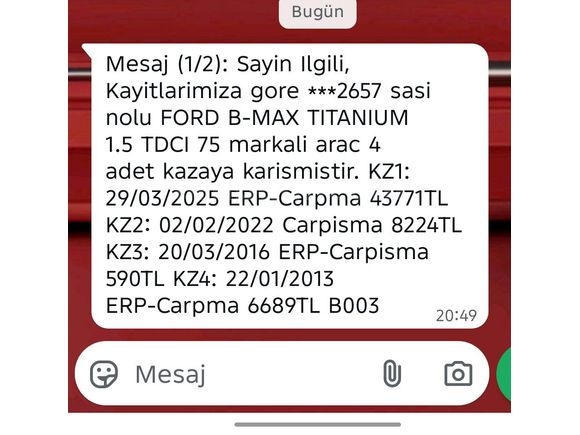 Sahibinden Ford B-Max 1.5 TDCi Trend 2012 Model  161.000 km Turuncu