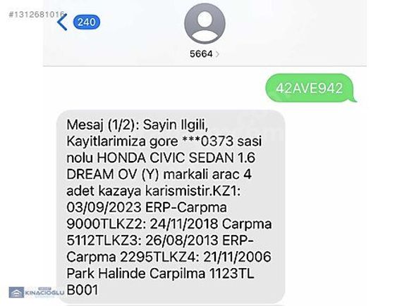 HONDA CİVİC | DEĞİŞENSİZ-SADECE 1,5 PARÇA BOYA | OTOMATİK |
