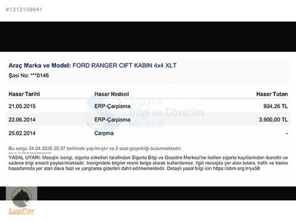 2011 FORD RANGER 2.5 TDCİ XLT 4x4 143 HP DİZEL 295 BİN KM DE