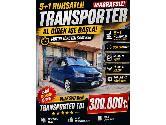 2001 Transporter T4 300.000 km Temiz Masrafsız Jantlı