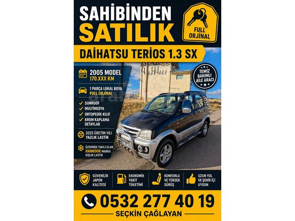 Sahibinden Temiz Bakımlı Aile Aracı - Daihatsu Terios 1.3 SX 2005 Model 