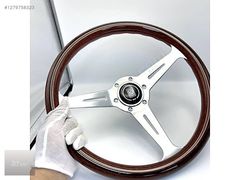 Ahşap Direksiyon Enrico Nardi İmzalı Made İn İtalya Gümüş