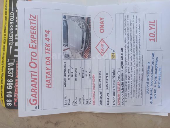 Sahibinden Ford Focus 1.6 TDCi Style 2014 Model Hatay