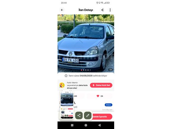 Sahibinden Renault Clio 1.4 Alize 2006 Model