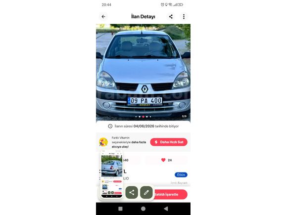 Sahibinden Renault Clio 1.4 Alize 2006 Model