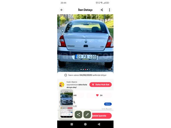 Sahibinden Renault Clio 1.4 Alize 2006 Model