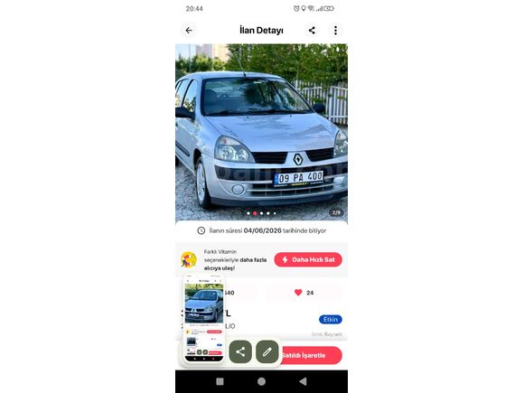 Sahibinden Renault Clio 1.4 Alize 2006 Model