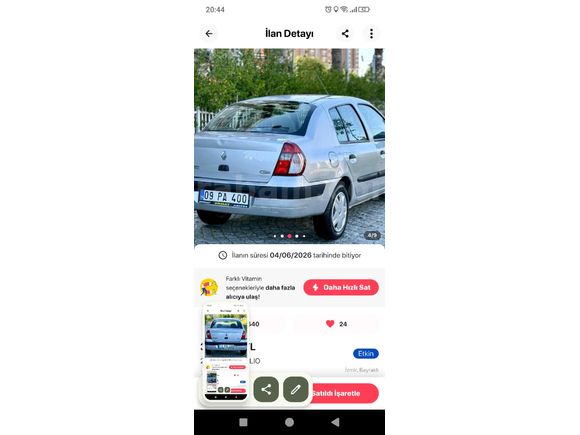 Sahibinden Renault Clio 1.4 Alize 2006 Model