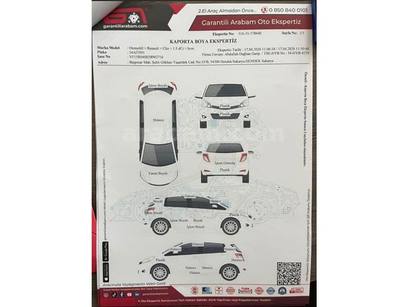 Sahibinden Renault Clio 1.5 dCi Joy 2017 Model Sakarya
