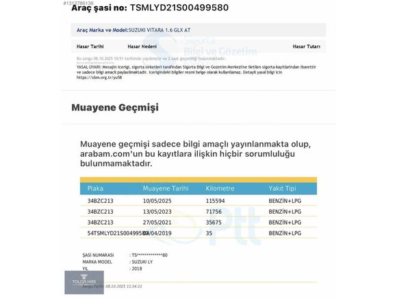 Tolga Has'dan/Hatasız/Boyasız/Cam Tavan/2018 Model/ÇİFT RENK