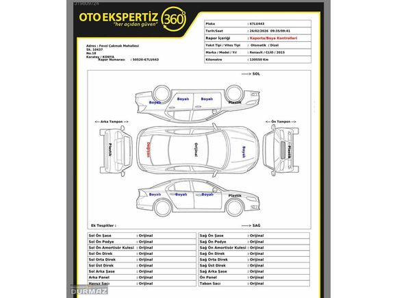 2015 RENAULT CLİO 1.5 DCİ İCON EDC OTOMATİK VİTES 130.000KM