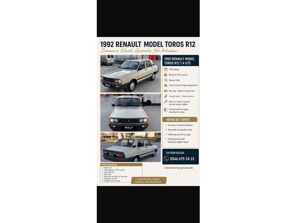 Sahibinden Renault R 12 Toros 1992 Model 