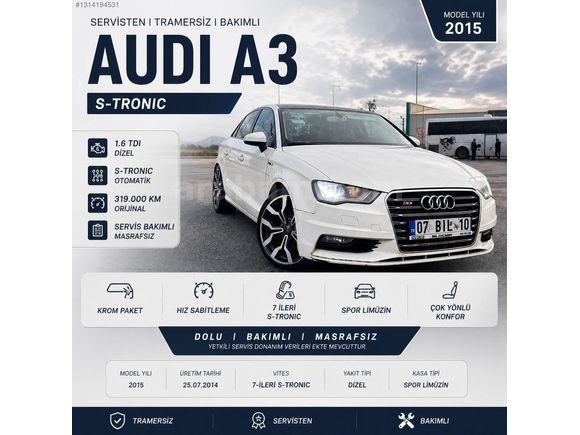 A3 2015 ATTRACTİON S-TRONİC TRAMERSİZ EN UYGUN KROM PAKET