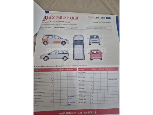 Sahibinden Volkswagen Caddy 1.6 TDI Comfortline 2014 Model İstanbul 125.000 km Beyaz